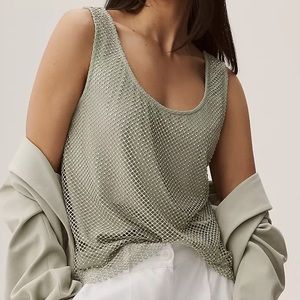 Anthropologie Sage Green Mesh Tank Top